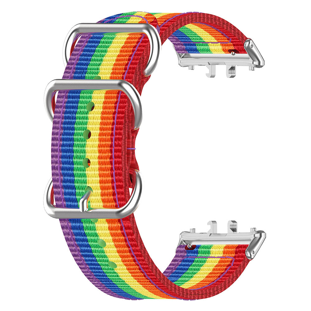 For Samsung Galaxy Fit3 SM-R390 Nylon Watch Strap Three Rings Replacement Wrist Band - Rainbow For Samsung Galaxy Fit3 SM-R390 Nylon Watch Strap Three Rings Replacement Wrist Band - Rainbow